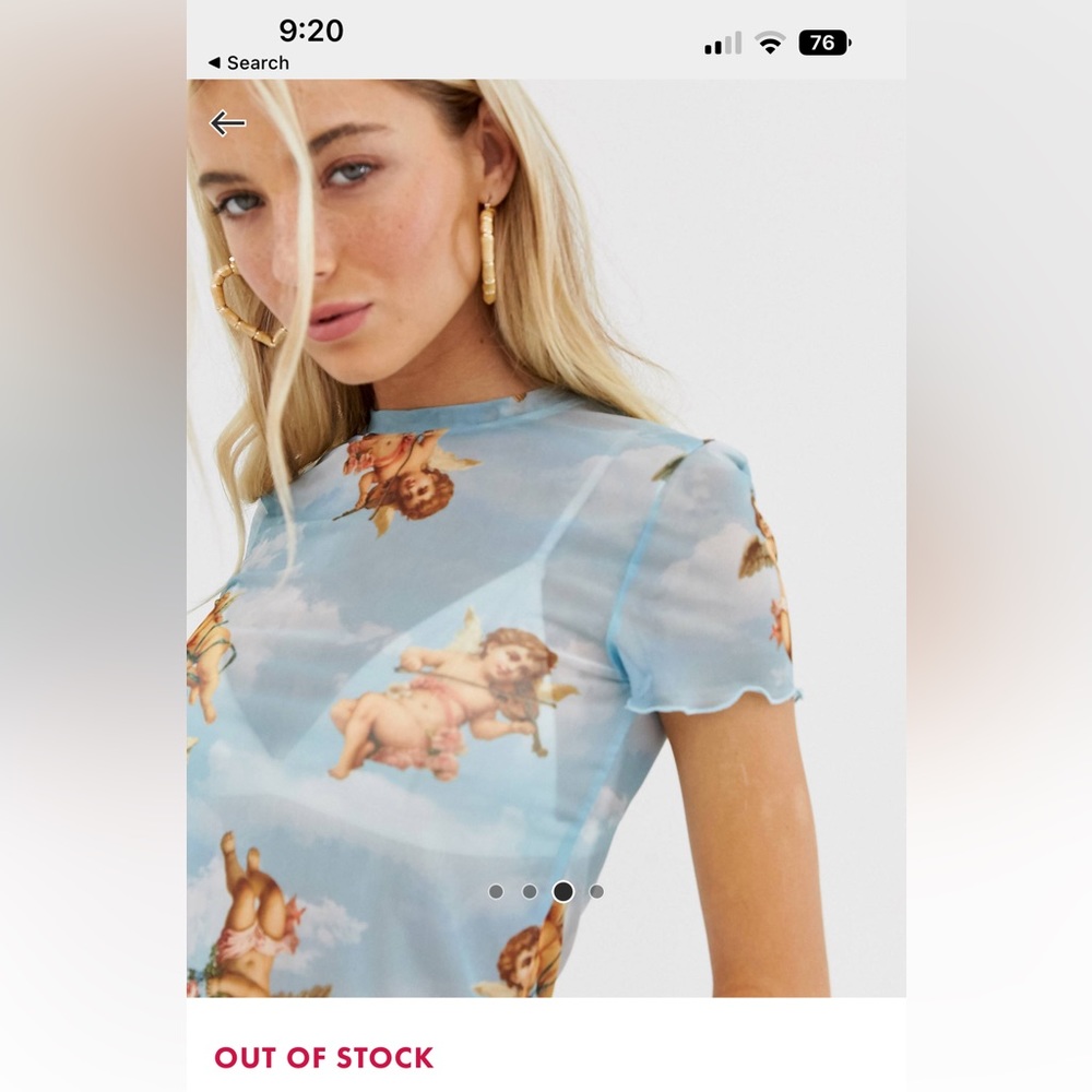 ASOS/Bershka mesh angel print baby blue shirt